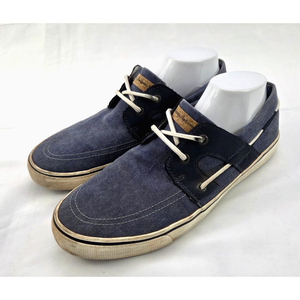 Tommy Bahama Boat Shoes Mens 10 D Blue Canvas Coastal Grandfather Nautical